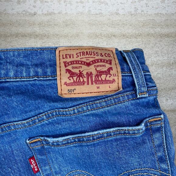 Vintage Y2K Levis 501 Jeans 27x26 Regular Straight Leg Fit Button Fly Distressed - Picture 4 of 7